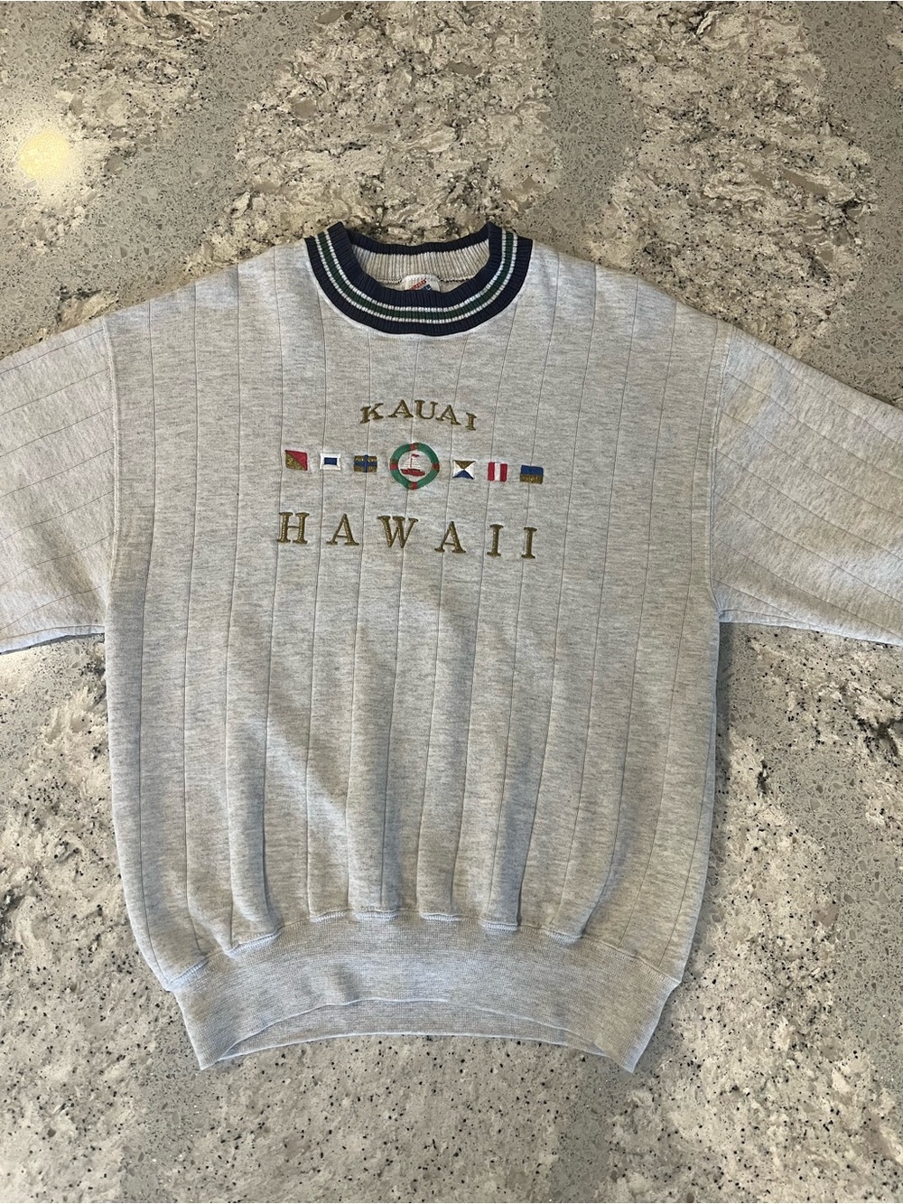 Vintage 90s Jerzees Kanuai Hawaii Crewneck Sweatshirt with Nautical Embroidery